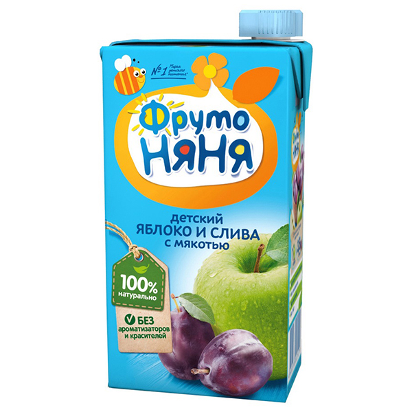 Сок ФрутоНяня яблоко / слива 0.5 литра, 6 шт. в уп.