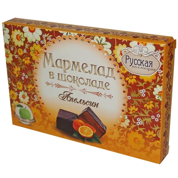 Мармелад Русская Коллекция желейный резаный в шоколаде Апельсин 260 гр