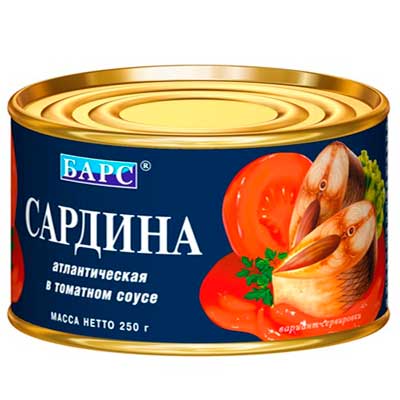 Сардина антлантическая Барс в томатном соусе 250 гр