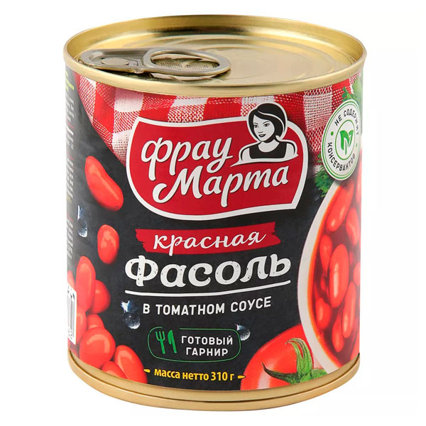 Фасоль Фрау Марта красная в томатном соусе 310 гр - фото 1
