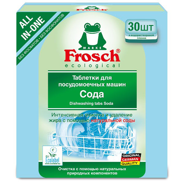 Средство для посудомоечных машин Frosch Сода All in 1 30 таблеток