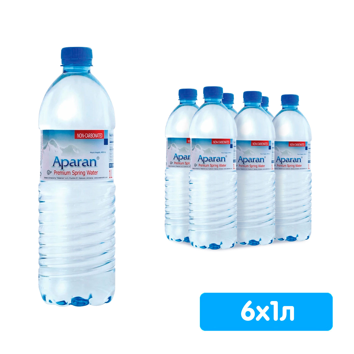 Вода Апаран 1 литр, без газа, пэт, 6 шт. в уп