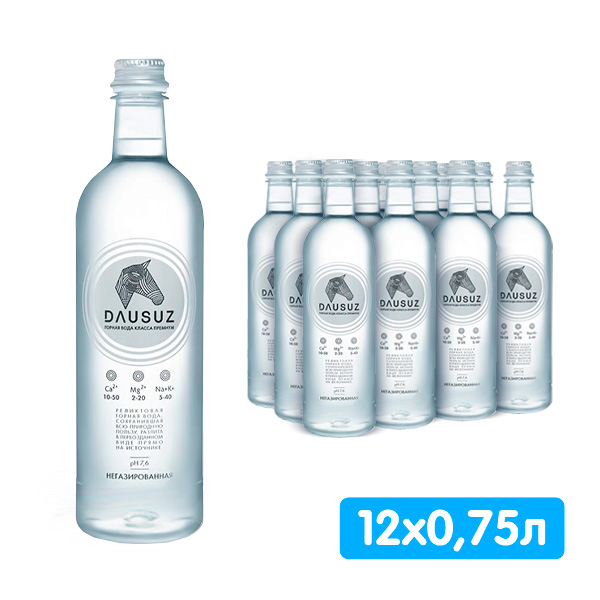 Вода Dausuz 0.75 литра, без газа, пэт, 12 шт. в уп.