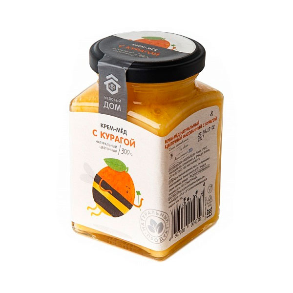 Крем-мёд натуральный цветочный с курагой 300г