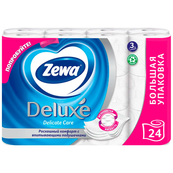 Туалетная бумага Zemma Deluxe белая 3х-слойная (24шт.)