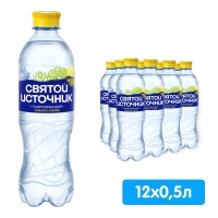 Напиток Святой источник с ароматом лимона и лайма 0.5 литра, газ, пэт, 12 шт. в уп.