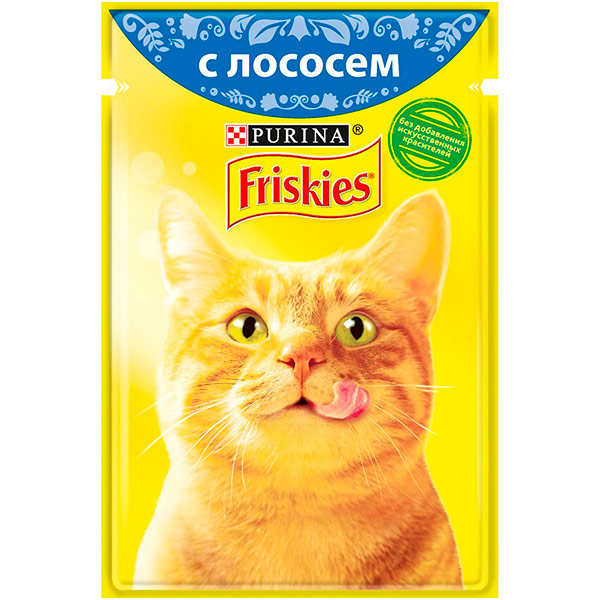 Влажный корм Friskies для взрослых кошек с лососем в подливе 85 гр, 24 шт. в уп