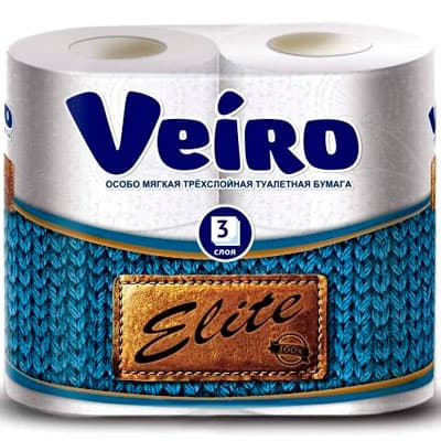 Туалетная Бумага Veiro Elite белая 3 слоя (4 шт)