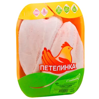 Грудка цыпленка-бройлера с кожей Петелинка охлажденная 1,1-1,5 кг