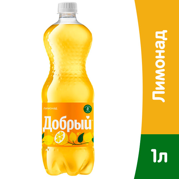 Напиток Добрый Лимонад 1 литр, сильногазированный, пэт, 12 шт. в уп