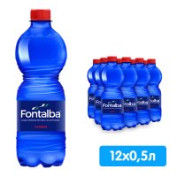 Вода минеральная Fontalba Gassata / Фонтальба 0.5 литра, газ, пэт, 12 шт. в уп.