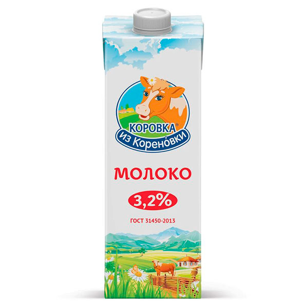 Молоко Коровка из Кореновки 3,2% БЗМЖ 1000 гр