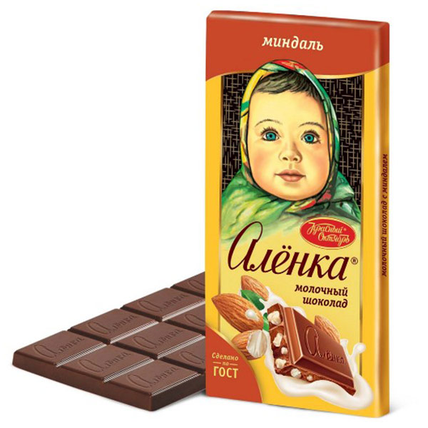 Шоколад Красный Октябрь Алёнка молочный с миндалём 90 гр