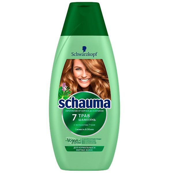 Шампунь Schauma 7Трав свежесть и объём для нормальных и жирных волос 380 мл