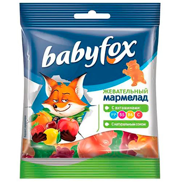 Мармелад жевательный BabyFox бегемотики 30 гр