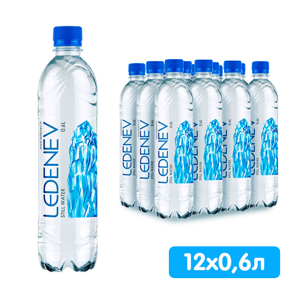 Вода Ledenev питьевая природная 0.6 литра, без газа, пэт, 12 шт. в уп.