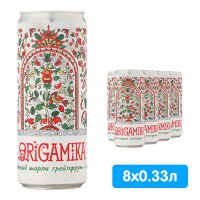 Напиток с соком Origamika Яблочный шорли грейпфрут-пихта, 0.33 литра, газ, ж/б, 8 шт. в уп.