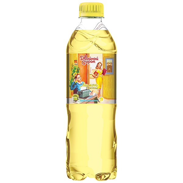 Напиток Двойной сироп Лимонный 0.5 литр, газ, пэт, 12 шт.в уп.
