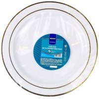 Тарелки одноразовые Metro Professional пластиковые с золотым ободом 19 см 20 шт. в уп.