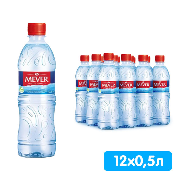 Вода Mever 0.5 литра, без газа, пэт, 12 шт. в уп