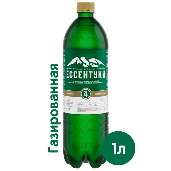 Вода Ессентуки №4 Тэсти 1 литр, газ, пэт, 6 шт. в уп.