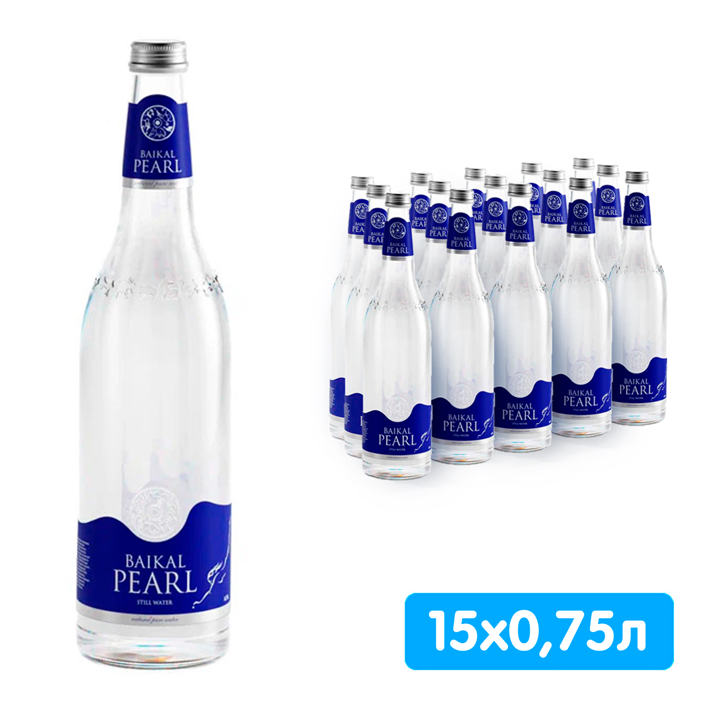 Вода Baikal Pearl / Жемчужина Байкала 0.75 литра, без газа, стекло, 15 шт. в уп