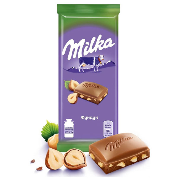 Шоколад Milka молочный с фундуком 90 гр