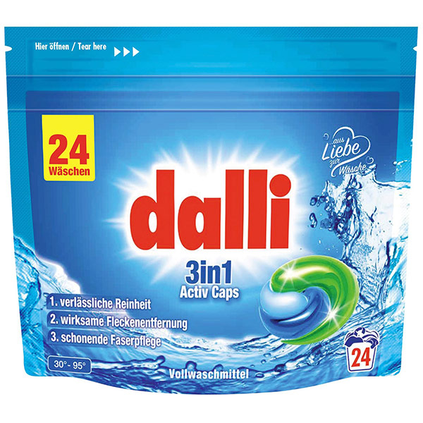 Гель-капсулы для стирки Dalli Activ 3в1 для стирки цветного средне и сильнозагрязненного белья 24 шт