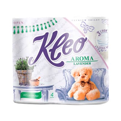 Туалетная бумага Kleo Aroma лаванда 3 слоя (4 шт)