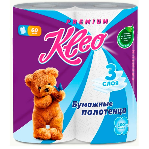 Бумажные полотенца Kleo Premium 3х-слойные 2 шт