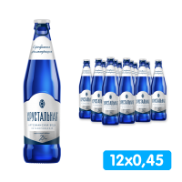 Вода Хрустальная питьевая 0,45 литра, без газа, стекло, 12 шт. в уп.