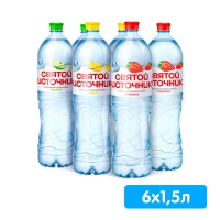 Микс вкусов «Святой источник» 1.5 литра, без газа, пэт, 6 шт. в уп.