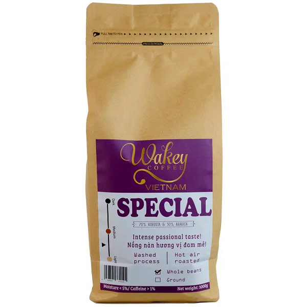 Кофе Wakey coffee 30% арабика, 70% робуста, зерно, в/у 250 гр