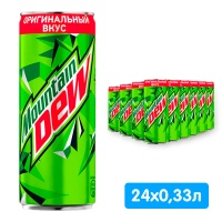 Напиток Маунтин Дью / Mountain Dew импорт 0.33 литра, ж/б, 24 шт. в уп.