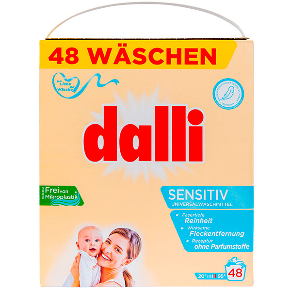 Стиральный порошок Dalli Sensitiv для стирки и ухода за белым и цветным детским бельем 3,12 кг