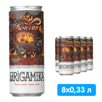 Лимонад Origamika Кочегар (лимон, лайм, груша, кола), 0.33 литра, газ, ж/б, 8 шт. в уп.