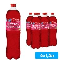 Святой Источник со вкусом лесных ягод, газ, пэт, 1.5 литра, 6 шт. в уп.