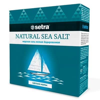 Соль морская Setra мелкая йодированная 500гр - фото 1