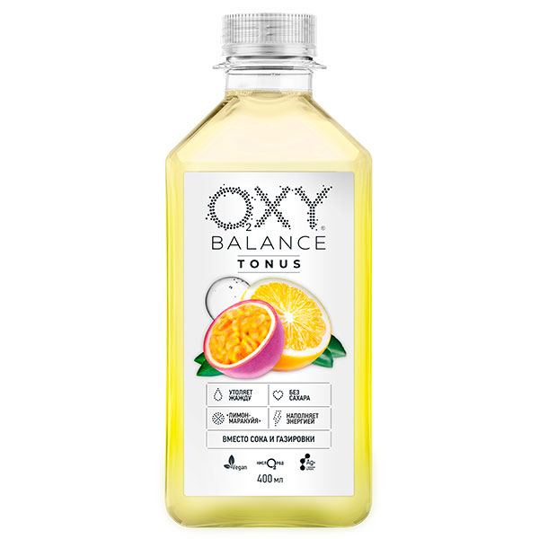 Oxy Balance Tonus лимон, маракуйя 0.4 литра, пэт, 9 шт. в уп.