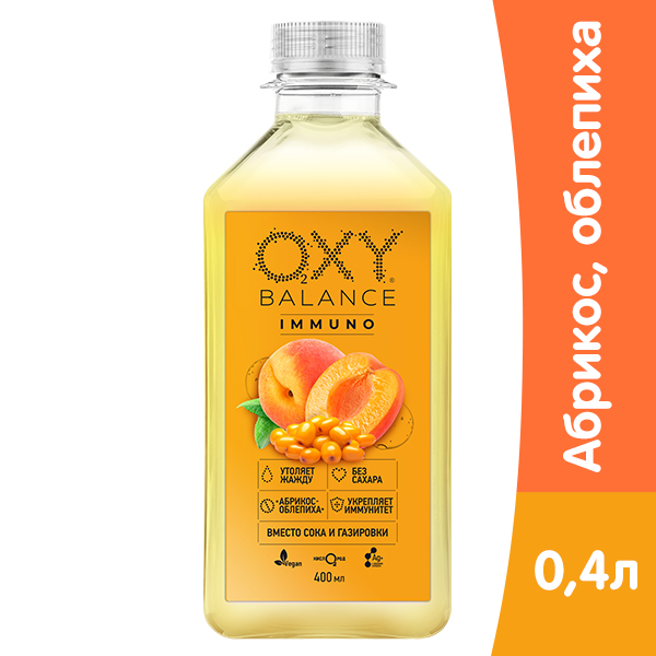 Oxy Balance Immuno абрикос, облепиха 0.4 литра, пэт, 9 шт. в уп.