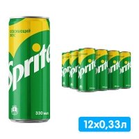 Sprite / Спрайт импорт 0.33 литра, ж/б, 12 шт. в уп.