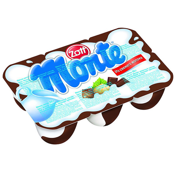 Десерт Zott Monte maxi с шоколадом и лесными орехами 13,3% БЗМЖ 6 штук по 55 гр