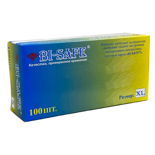 Перчатки Bi-Safe латексные опудренные размер XL 100 шт - фото 1