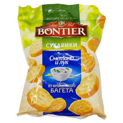 Сухарики Bontier пшеничные со вкусом лука и сметаны 70 гр
