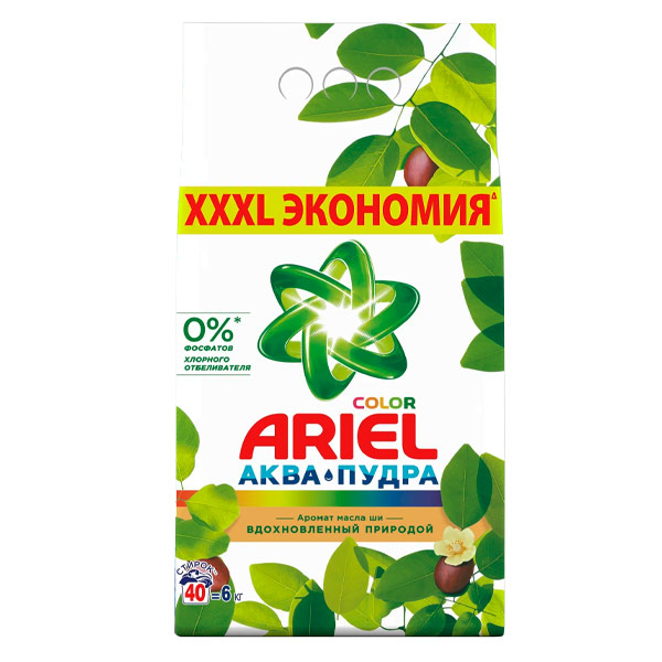Стиральный порошок Ariel Color Аква Пудра с ароматом масла Ши автомат 6 кг