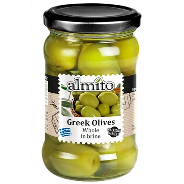 Оливки греческие Almito зеленые с косточкой 320 гр - фото 1