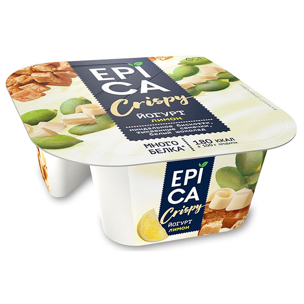 Йогурт Epica Crispy с лимоном БЗМЖ 4,8% 140 гр
