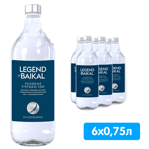 Вода Легенда Байкала 0.75 литра, без газа, стекло, 6 шт. в уп.