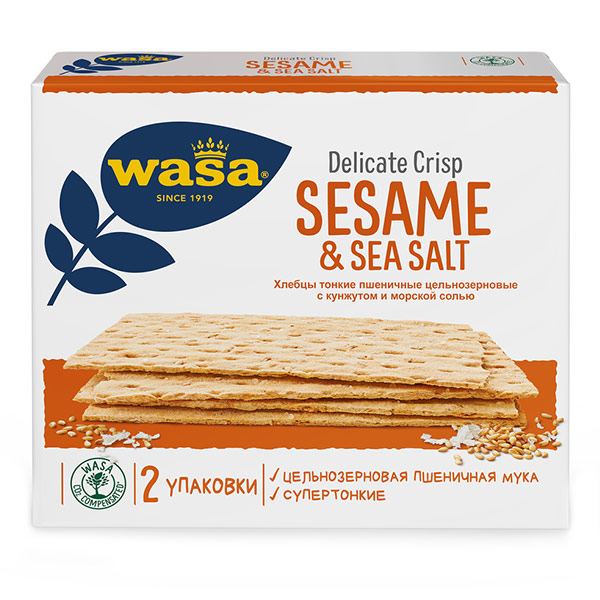 Хлебцы пшеничные тонкие Wasa с кунжутом 190 гр