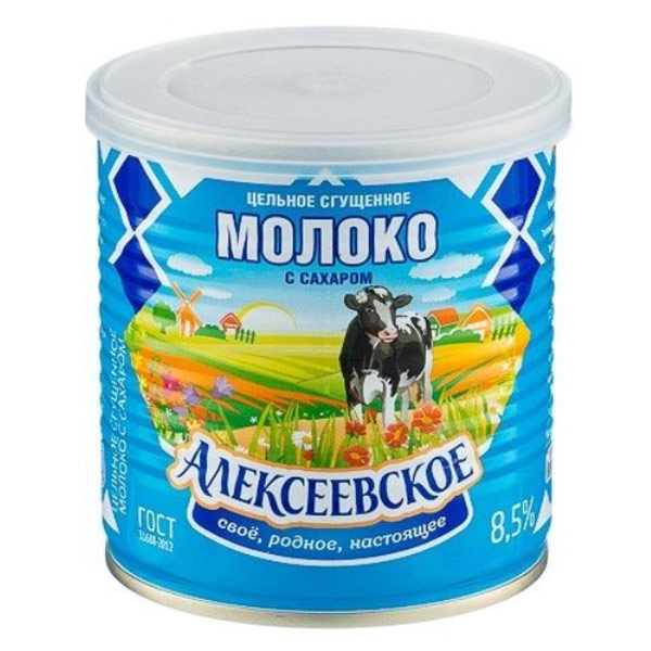 Сгущенное молоко Алексеевское цельное с сахаром 8.5% БЗМЖ 360 гр